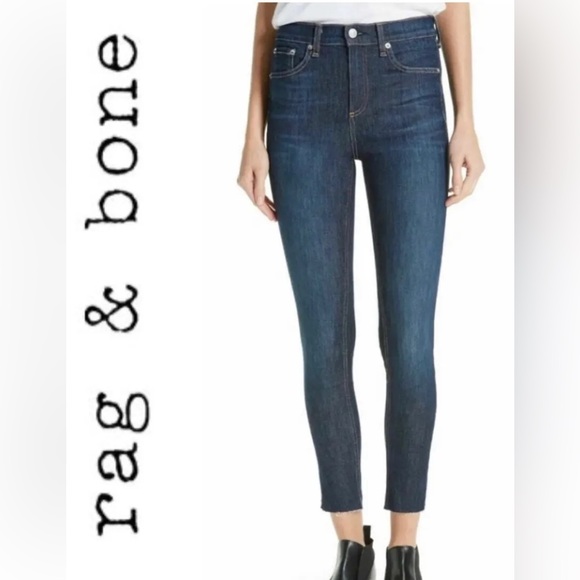 Rag & Bone 10 Inch Ankle Skinny Jeans Raw Hem  Size 25 - Picture 1 of 9